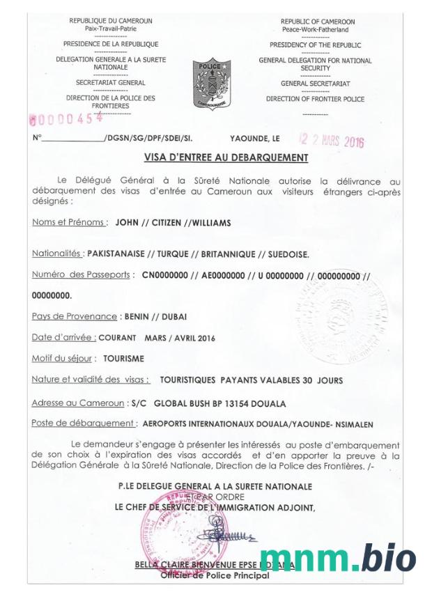 E-visa do Kamerunu w pełni edytowalna PSD